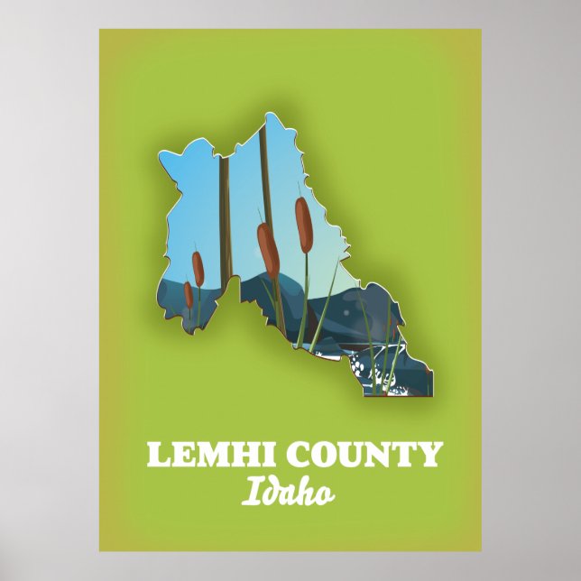 Póster Mapa del condado de Lemhi, Idaho (Frente)