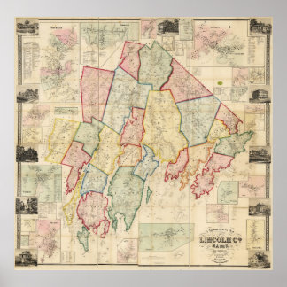 Póster Mapa del Condado de Lincoln 1857
