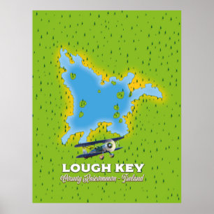 Póster Mapa del condado de Lough Key Roscommon, Irlanda