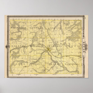 Póster Mapa del condado de Lucas, estado de Iowa