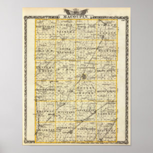 Póster Mapa del condado de Macoupin
