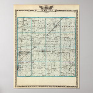Póster Mapa del condado de Marion