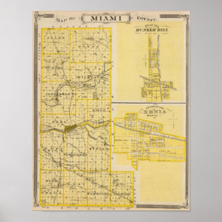 Póster Mapa del condado de Miami
