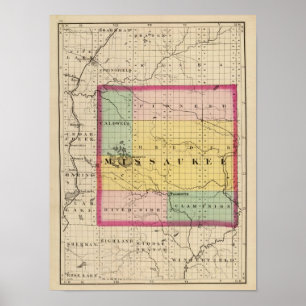 Póster Mapa del condado de Missaukee, Michigan