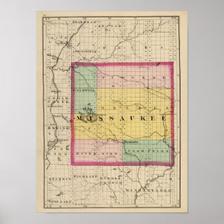 Póster Mapa del condado de Missaukee, Michigan