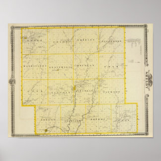 Póster Mapa del condado de Monona, estado de Iowa