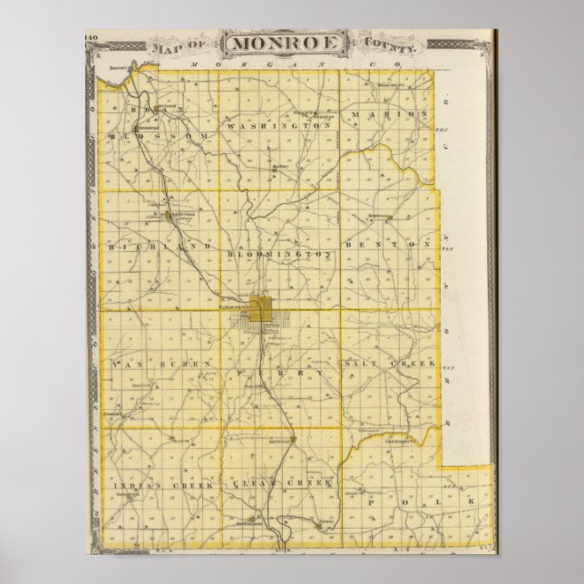 Póster Mapa del condado de Monroe (Frente)