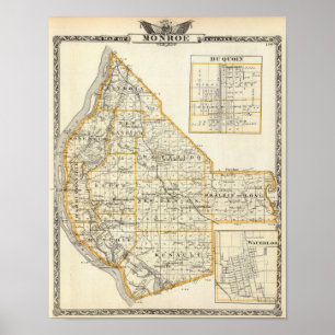 Póster Mapa del condado de Monroe, de DuQuoin y de