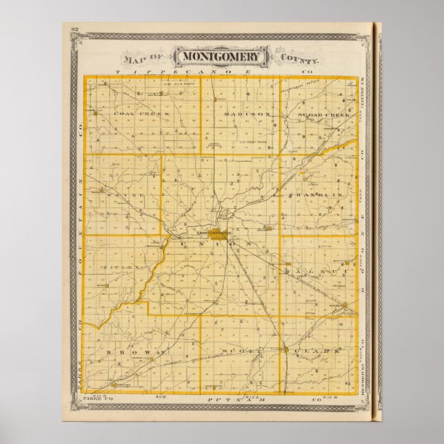 Póster Mapa del condado de Montgomery (Frente)