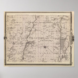 Póster Mapa del condado de Montgomery, estado de Iowa