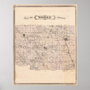Póster Mapa del condado de Noble