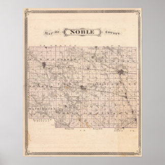 Póster Mapa del Condado de Noble