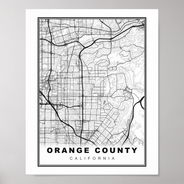 Póster Mapa del Condado de Orange (Frente)