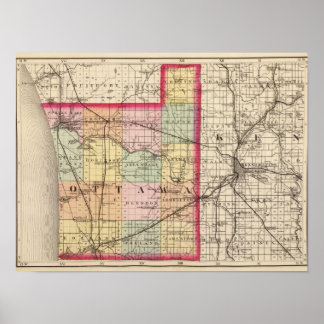 Póster Mapa del condado de Ottawa, Michigan