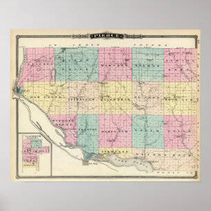 Póster Mapa del condado de Pierce y de Ellsworth