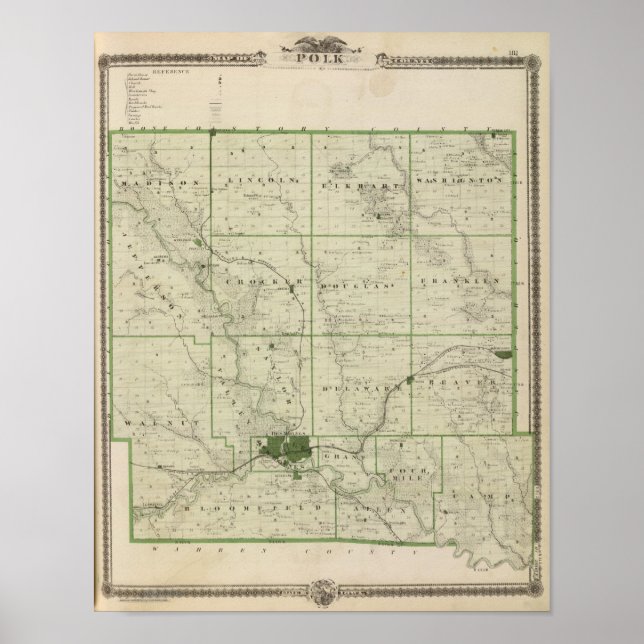 Póster Mapa del condado de Polk, estado de Iowa (Frente)