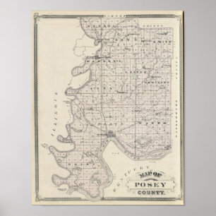 Póster Mapa del condado de Posey