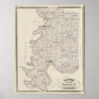 Póster Mapa del condado de Posey