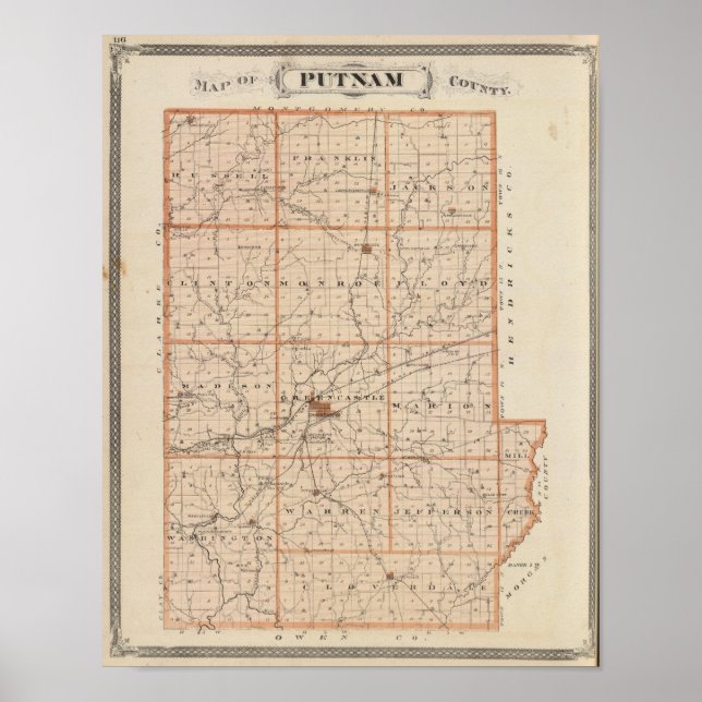 Póster Mapa del condado de Putnam (Frente)
