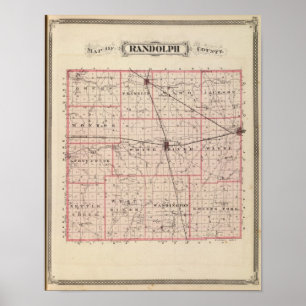 Póster Mapa del condado de Randolph