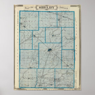Póster Mapa del condado de Shelby