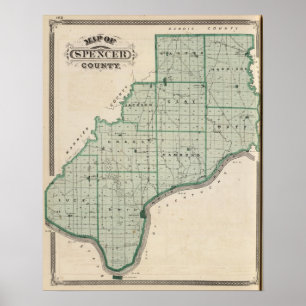 Póster Mapa del condado de Spencer