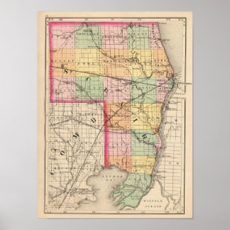 Póster Mapa del condado de St Clair, Michigan