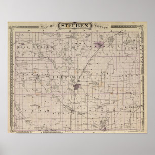 Póster Mapa del condado de Steuben Indiana