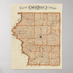 Póster Mapa del condado de Sullivan