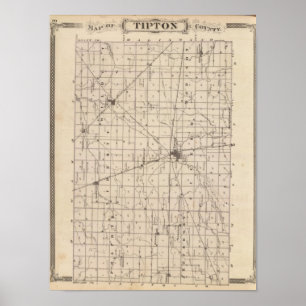 Póster Mapa del condado de Tipton