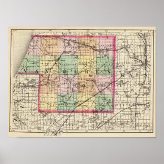 Póster Mapa del condado de Van Buren, Michigan