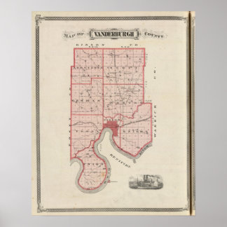 Póster Mapa del condado de Vanderburgh