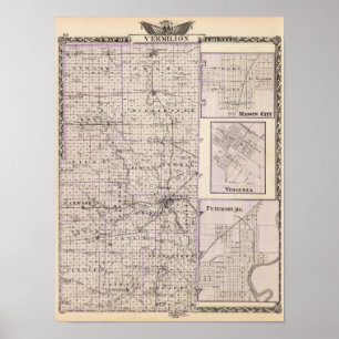 Póster Mapa del condado de Vermilion, Mason City