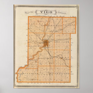 Póster Mapa del condado de Vigo