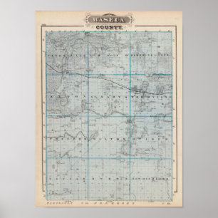 Póster Mapa del condado de Waseca, Minnesota