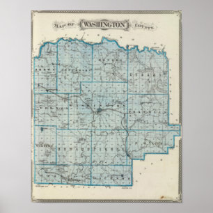 Póster Mapa del condado de Washington