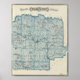 Póster Mapa del condado de Washington