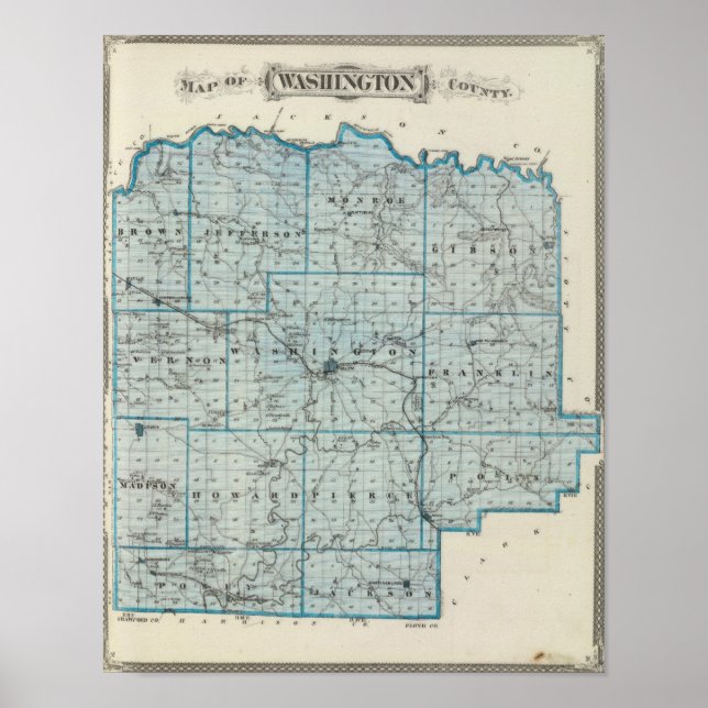Póster Mapa del condado de Washington (Frente)