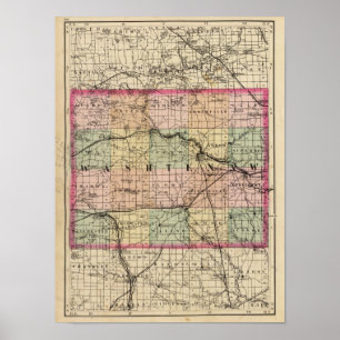 Póster Mapa del condado de Washtenaw, Michigan