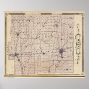 Póster Mapa del condado de Wayne 2