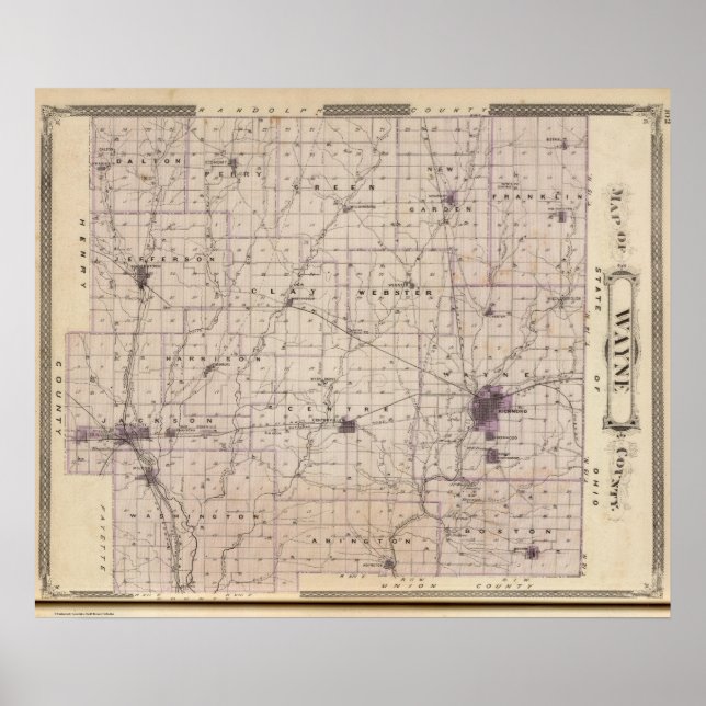 Póster Mapa del condado de Wayne 2 (Frente)