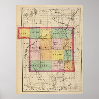 Póster Mapa del condado de Wexford, Michigan