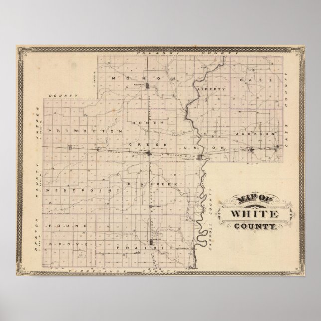 Póster Mapa del condado de White (Frente)