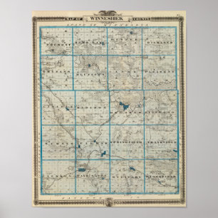 Póster Mapa del condado de Winneshiek, estado de Iowa
