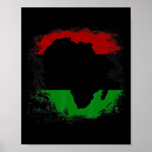 Póster Mapa del continente africano con bandera africana