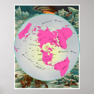 Póster Mapa del cuadrado y del avión de tierra plano