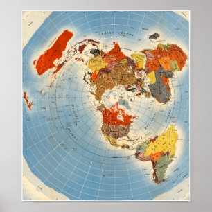 Póster Mapa del cuadrado y del avión de tierra plano