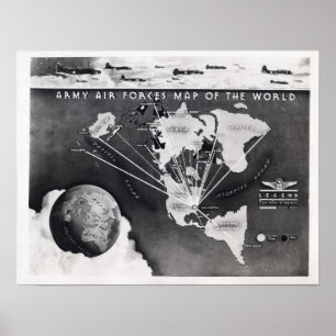 Póster Mapa del cuadrado y del avión de tierra plano