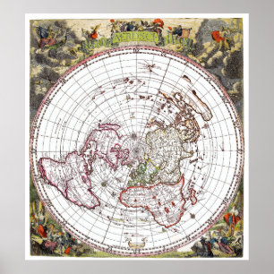 Póster Mapa del cuadrado y del avión de tierra plano