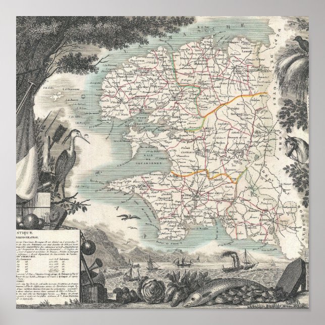 Póster Mapa del departamento francés de Finistere (Frente)